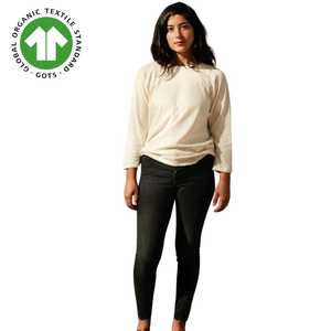 T-shirt à manches raglan en coton biologique pour femmes-Naturel non teint, Jersey 4.3 oz, manches courtes, coupe décontractée, doux et respirant - Product Image 6