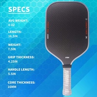 Raquette de pickleball MST à haute friction, texture en fibre de carbone T700 de 16 mm, noyau en nid d'abeille, durable, pour adultes, divertissement