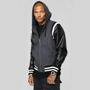 Veste de baseball Letterman Varsity personnalisée pour hommes, décontractée, à col montant, avec broderie en chenille et manches en cuir - Product Image 2