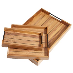 Bandeja DE SERVICIO DE MADERA hecha a mano para desayuno en estilo de cama Bandejas de madera con asas para decoración del hogar - Product Image 5