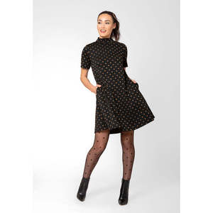 Abito Elegante Leota Anya a Pois per Donna, Lunghezza al Ginocchio, Nero, Taglie XS-XL, Lavabile, Vita Naturale, per Occasioni Diurne - Product Image 2