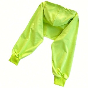 Fabrication du client Sweat à capuche solide en polaire fine et douce pour femmes Sweat à capuche tricoté respirant avec cordon de serrage Tops courts - Product Image 2