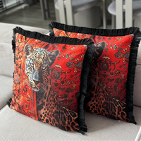 Doppelseitig Bedruckter Gewebter Raschel-Stoff Vintage Dekorativer Quasten-Kissenbezug 43x43cm Luxuriöser Boho Zierkissenbezug