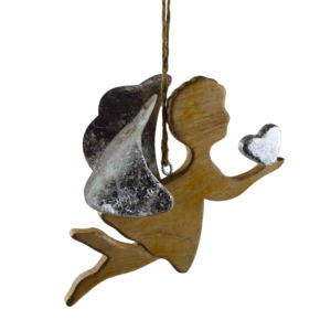 Décoration d'intérieur en métal massif, arbre de Noël à suspendre, design vintage, angle de suspension, finition plaquée avec technique de feuille - Product Image 5