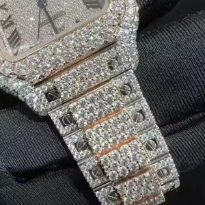 Reloj personalizado de calidad superior totalmente helado Reloj de diamante de moissanita de acero inoxidable Reloj de hip hop para joyería - Product Image 3