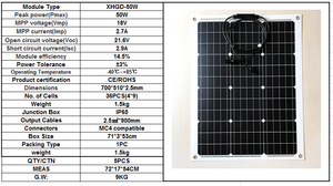 Panneaux solaires monocristallins semi-flexibles portables en gros de Chine, accessoires de voiture, panneaux solaires minces et enroulables de 200 W pour le <span class=keywords><strong>camping</strong></span> en plein air - Product Image 2