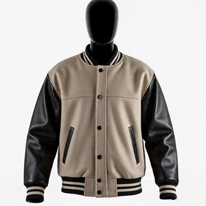 Veste Lettermen noire de haute qualité pour hommes veste universitaire de baseball vintage décontractée avec broderie personnalisée et patchs de logo pour hommes - Product Image 1