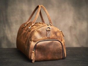 Bolsa de Viaje de Cuero Ecológica Personalizada al por Mayor para Hombre, Hecha a Mano, para Viajes Cortos, Fin de Semana, Deportes, Gimnasio, con Cremallera, Grande - Product Image 4