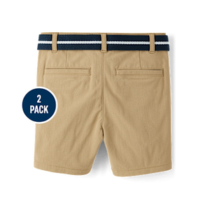 Gymboree Paquete de 2 pantalones cortos chinos de tiro medio clásicos de poliéster 100% de secado rápido para niños Uniformes escolares multicolores - Product Image 3