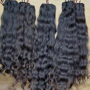 100% Extensión de cabello ondulado natural crudo Cutículas sin enredos Máquina alineada Trama doble Cabello de donante único - Product Image 3