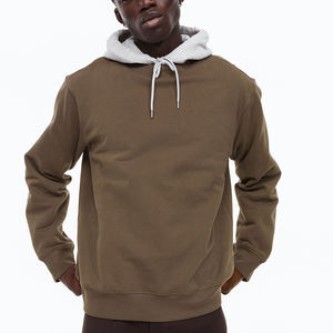 Sweat-shirt d'hiver à logo personnalisé pour hommes Pull-over brodé à la conception supérieure en coton mélangé chaud Sweat-shirt à col de couleur unie - Product Image 1