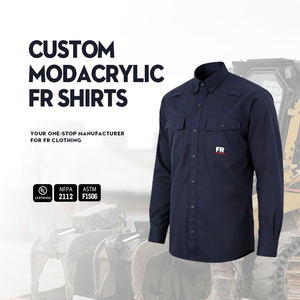 قميص عمل مقاوم للحريق مخصص خفيف الوزن ومريح للتعدين والكهربائيين - Product Image 1