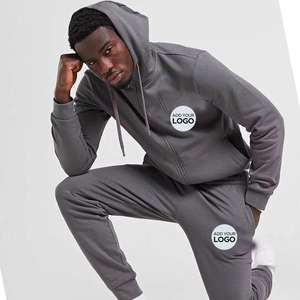 Chándal personalizado de 100% algodón con capucha, conjunto OEM de chándal de hombre con logotipo estampado en blanco pesado de gran tamaño con logotipo personalizado - Product Image 4