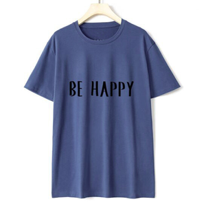 T-shirt da <span class=keywords><strong>uomo</strong></span> in cotone con stampa Be Happy, vestibilità regolare, manica corta, girocollo, stile casual in jersey - Product Image 2