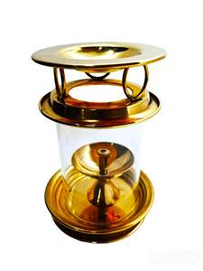 Brûleur d'encens industriel moderne en laiton avec couvercle en verre protecteur, artisanat pour la décoration de Noël - Product Image 5