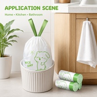 Sacs poubelles ménagers jetables épais en PE biodégradable, à cordon de serrage, avec impression de dessin animé personnalisée et marquage à chaud