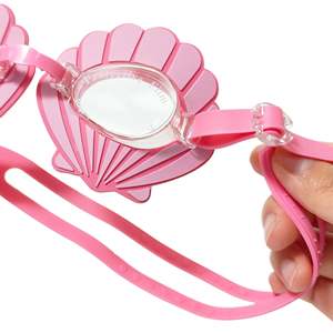 MUESTRA PARA VENTA AL POR MENOR H.E.R. Gafas de natación rosas con diseño de concha marina para jóvenes, gafas de natación divertidas inspiradas en sirenas para niños, antivaho y con protección UV. - Product Image 1