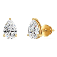 Boucles d'oreilles tendance en diamant poire à trois griffes de qualité supérieure, cultivées en laboratoire, certifiées IGI, couleur D-E-F, en or, or rose, or blanc, argent, pour soirée