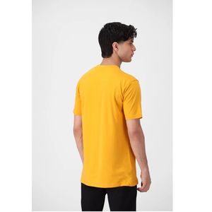 T-shirt d'été à manches courtes et col rond respirant en coton 100% jaune tricoté pour hommes - Product Image 4