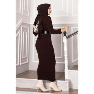 Robe en velours côtelé bouclé marron - Product Image 3