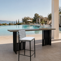 Ensemble de bar extérieur en acier inoxydable, ensemble de chaises de bar hautes pour hôtel, patio et piscine
