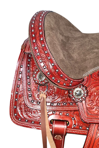 Selle occidentale de style anglais en cuir durable 100% faite à la main équipement d'équitation essentiel de qualité supérieure pour les équestres - Product Image 3