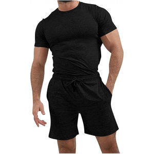 Ensemble T-shirts et short en coton pour hommes personnalisés en usine OEM Streetwear d'été T-shirt à col rond Survêtement pour hommes courts - Product Image 1