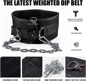 Ceinture de musculation pour dips et tractions avec chaîne, en ABS et EVA, antidérapante et réglable, accessoire de fitness pour la maison - Product Image 5