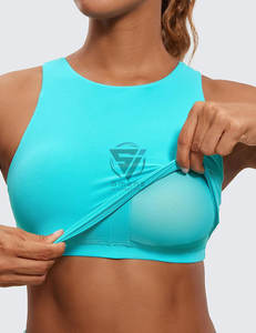 Débardeur tricoté uni rétro décontracté à col rond pour femme avec soutien-gorge intégré, dos en U rembourré, respirant, en polyester/coton écologique - Product Image 5