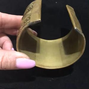 Handcrafted Adjustable Brass Cuff <b>Bracelet</b> Bold Artisan Open-End Bangle for Women Fashion <b>Boho</b> Tribal&Ethnic Jewelry Collections - Product Image 2