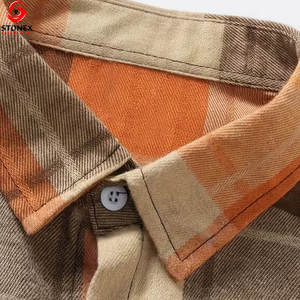 Chemise en flanelle à manches longues pour homme personnalisable Nouvelle conception décontractée à carreaux ample de l'usine Chemises en flanelle respirantes tricotées - Product Image 3