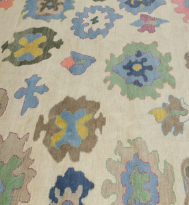 Traditionnel noué à la main bleu Oushak turc noeud tapis grande surface Vintage laine Antique pour salon chambre - Product Image 2