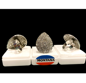 Anillo plateado con forma de gota con incrustaciones de diamantes americanos brillantes, perfecto para mujeres y niñas, compromiso o regalo - Product Image 3