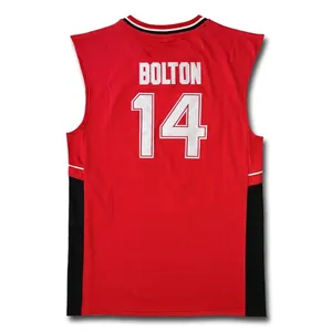 Jersey de baloncesto Retro para hombre, sudadera holgada cómoda de verano, transpirable No Jersey. 14, patrón de letras 3D Rojas, estilo de tendencia - Product Image 2