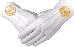 Gants maçonniques 100% coton, compas et équerre - Rouge (2 paires) (Petit) Trois lignes de couture soignées au dos de la main - Product Image 4