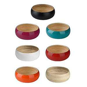 Bol de service en bambou de haute qualité Salat Vaisselle en gros Bol Assiette Couleurs OEM Emballage personnalisé du Vietnam Fait à la main HNH - Product Image 2