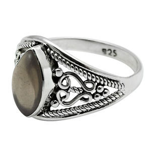 แหวนโบโฮอัญมณีควอตซ์สโมควอทซ์สีเงินดูน่าอัศจรรย์925ดูสวยงามสำหรับเครื่องประดับแฮนด์เมดของเธอเป็นจำนวนมาก - Product Image 1