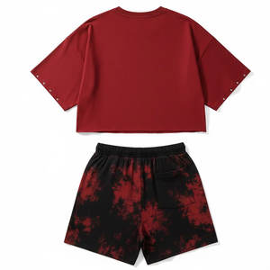 Ensemble deux pièces pour homme, été, décontracté, t-shirt à manches courtes et short à cordon de serrage, vêtements de sport, survêtement pour tous les jours, respirant, bleu - Product Image 2