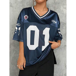 Heavy Mesh 100% algodón transpirable ecológico Hip Hop Boxy Fit Unisex cuello redondo serigrafía fútbol Jersey hombres camisetas - Product Image 1