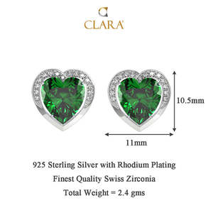 NOVAMART Fine Premium 925 <b>Sterling</b> <b>Silver</b> <b>Stud</b> Earrings for Women & Girls Heart Water Drop Shape with Princess Cut Diamond Bezel - Product Image 5