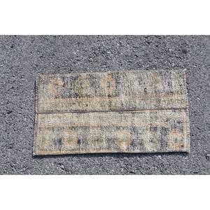 พรมขนสัตว์ตุรกีแบบวินเทจดีไซน์คลาสสิกสีเบจและสีฟ้าสำหรับวัยรุ่นยางลาเท็กซ์ - Product Image 4