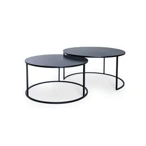 Meja ujung logam hitam untuk dekorasi lantai rumah desain elegan meja samping dasar mewah untuk dijual harga grosir