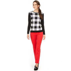 Cardigan Casual da Donna Charter Club con Motivo a Quadri Buffalo, Traspirante, Logo Frontale, Bianco, Taglia XX-Large per Autunno/Inverno - Product Image 3