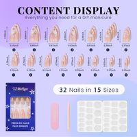 Faux ongles 3D Boho étoiles dorées à presser, forme amande, taille moyenne, 30 pièces, avec breloques cœur, réutilisables, en acrylique, vente en gros