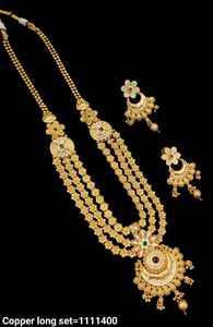 JOYERÍA DE COBRE TRADICIONAL Y DE MODA INDIA CONJUNTO DE JOYERÍA DE BODA NOVIA PARA MUJER CONJUNTO DE PENDIENTES Y COLLAR - Product Image 2