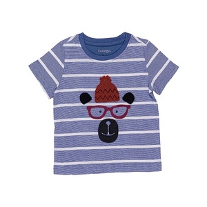 Camiseta y polo con estampado de algodón 100% personalizado para niños, ropa informal de manga corta con patrón de rayas grandes, Jersey de punto para niños - Product Image 1