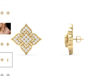 Pendientes de Botón Aniva Personalizados en Oro Amarillo de 14K con Diamante Cultivado en Laboratorio de 0.18ct con Engaste de Garra, Certificado IGI, Regalo Elegante para Boda - Product Image 2