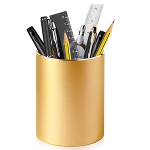 Portalápices redondo de flores, contenedor de papelería, suministros de oficina, decoración de Mesa para el hogar y decoración de oficina, accesorios de soporte de Color dorado - Product Image 2