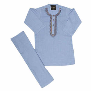 Costume Shalwar brodé pour garçons - Bleu - Product Image 5