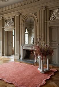 Modern Scallop Design Watermelon <b>Pink</b> <b>Wool</b> Rug Hand-Tufted Cut Pile Anti-Slip Eco-Friendly Pet-Friendly for Home Living Room - Product Image 6